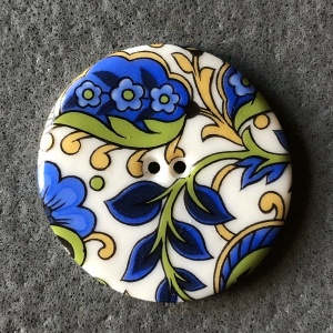 Blue Paisley Large Circular Button